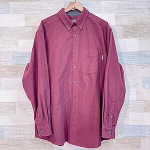 Woolrich Flannel Chamois Cloth Shirt Ruby Red Outdoor Hiking Cotton Mens XL